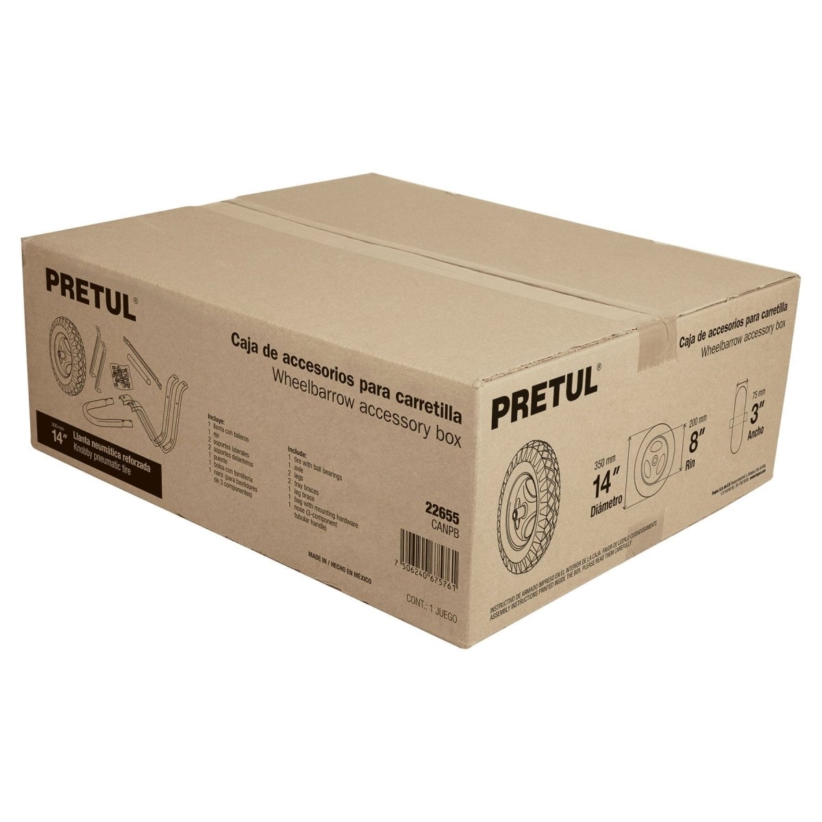 KIT CON ACCESORIOS Y GOMA NEUMATICA DE 13'' PARA CARRETILLA PRETUL - SUPERMIX
