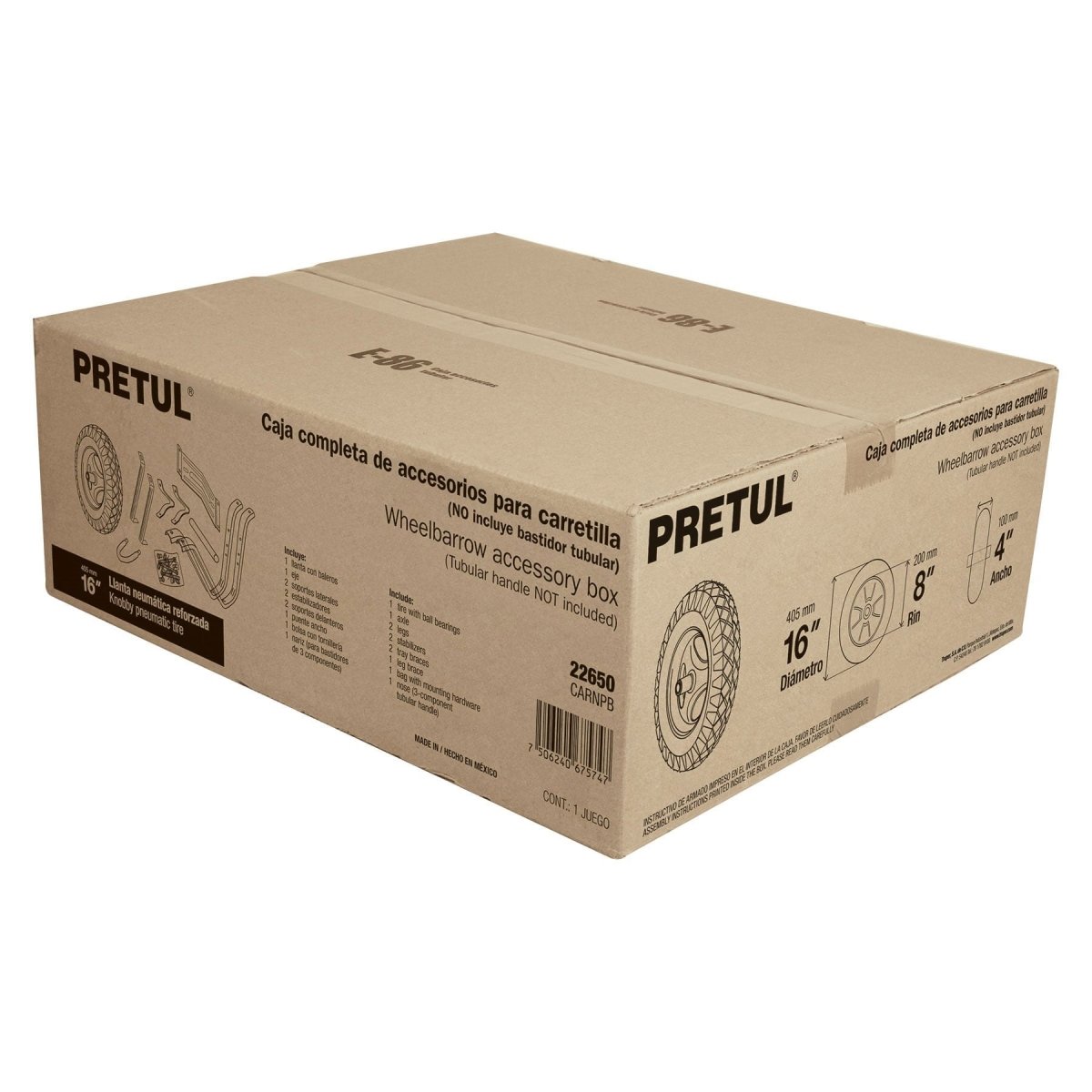 KIT CON ACCESORIOS Y GOMA NEUMATICA DE 16'' PARA CARRETILLA PRETUL - SUPERMIX