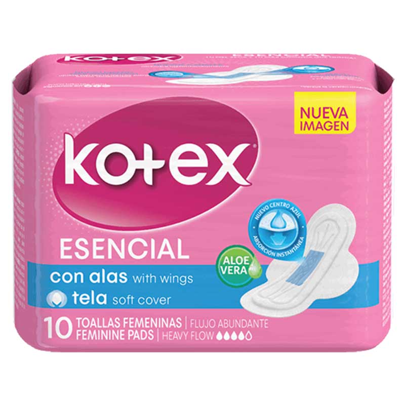 KOTEX TOALLA SANITARIA ESENCIAL NORMAL TELA 10 Unidad - SUPERMIX