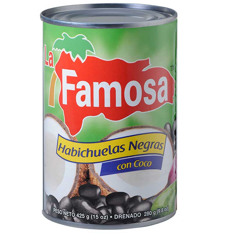 LA FAMOSA HABICHUELAS NEGRAS CON COCO 15 OZ - SUPERMIX