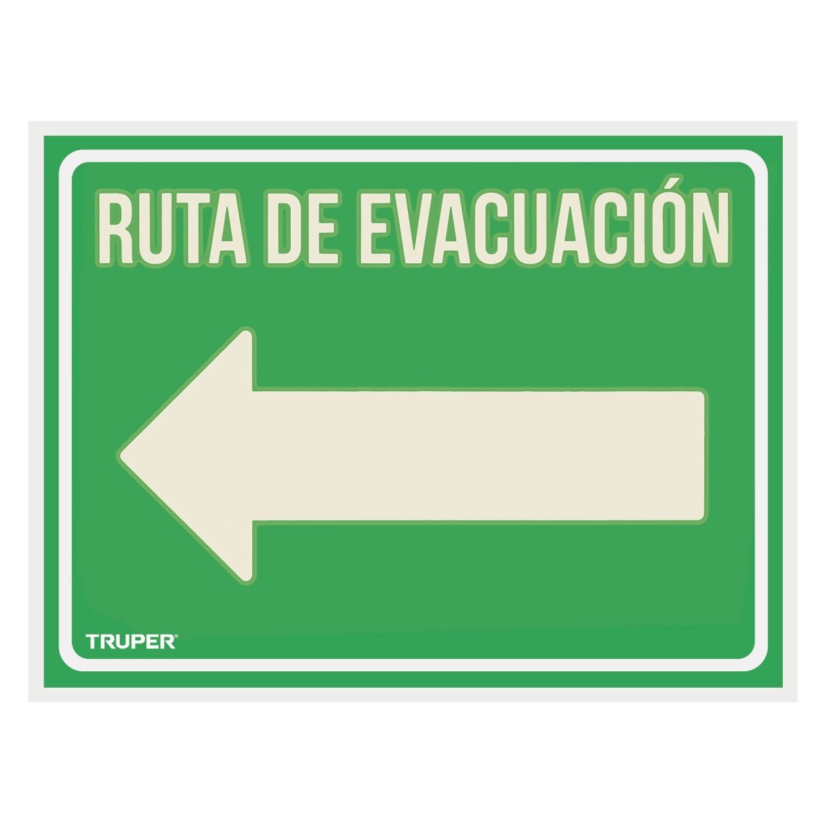 LETRERO "RUTA DE EVACUACION" FLECHA A LA IZQUIERDA TRUPER - SUPERMIX