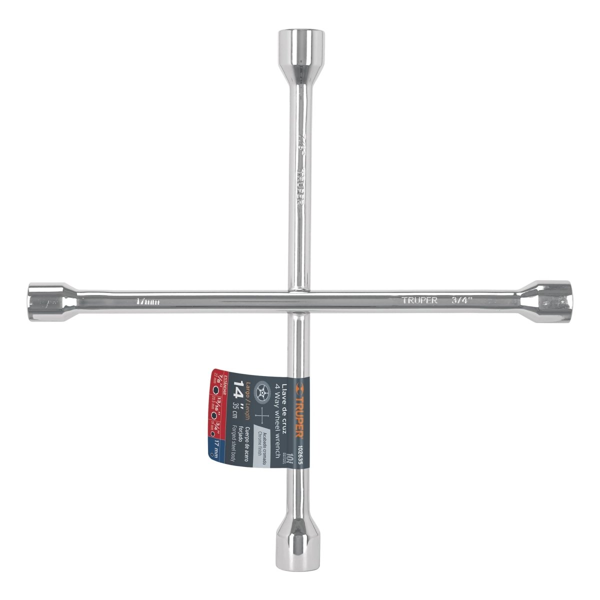 LLAVE DE CRUZ 14" PULIDA Y CROMADA, TRUP - SUPERMIX
