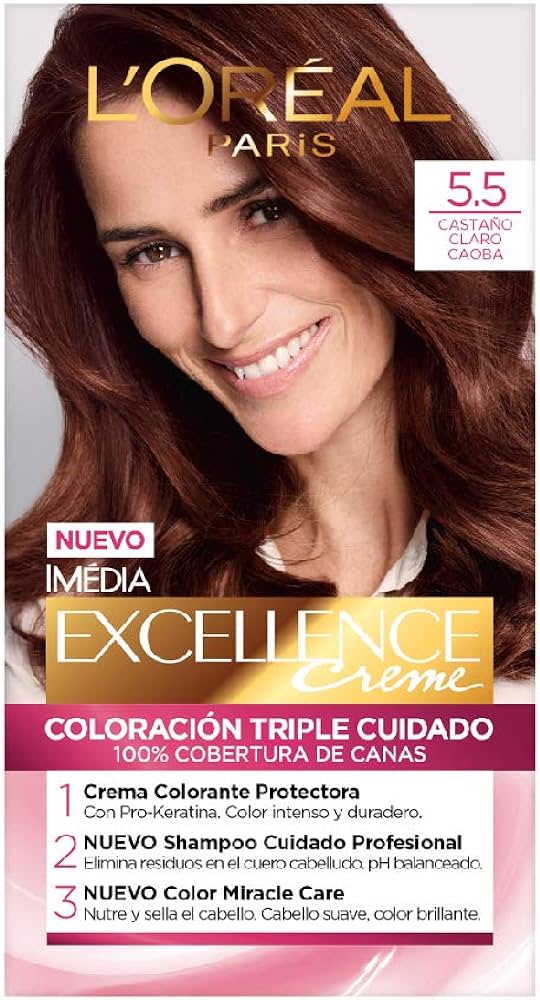 LOREAL PARIS TINTE EXCELLENCE MX TONO 5.5 CASTAÑO CLARO CAOBA - SUPERMIX