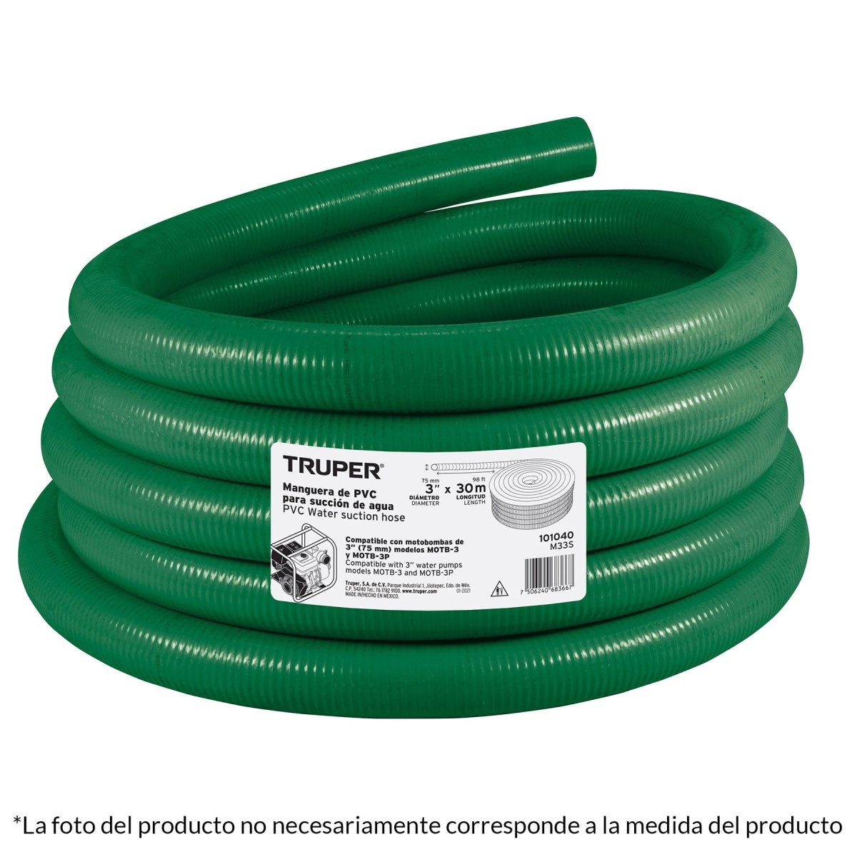 MANGUERA 2'' DE SUCCION PARA MOTOBOMBAS TRUPER - SUPERMIX