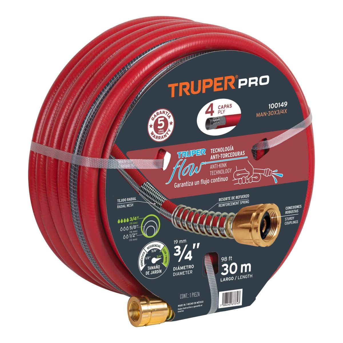 MANGUERA 4 CAPA MAN - 5/8X30X TRUPER - SUPERMIX