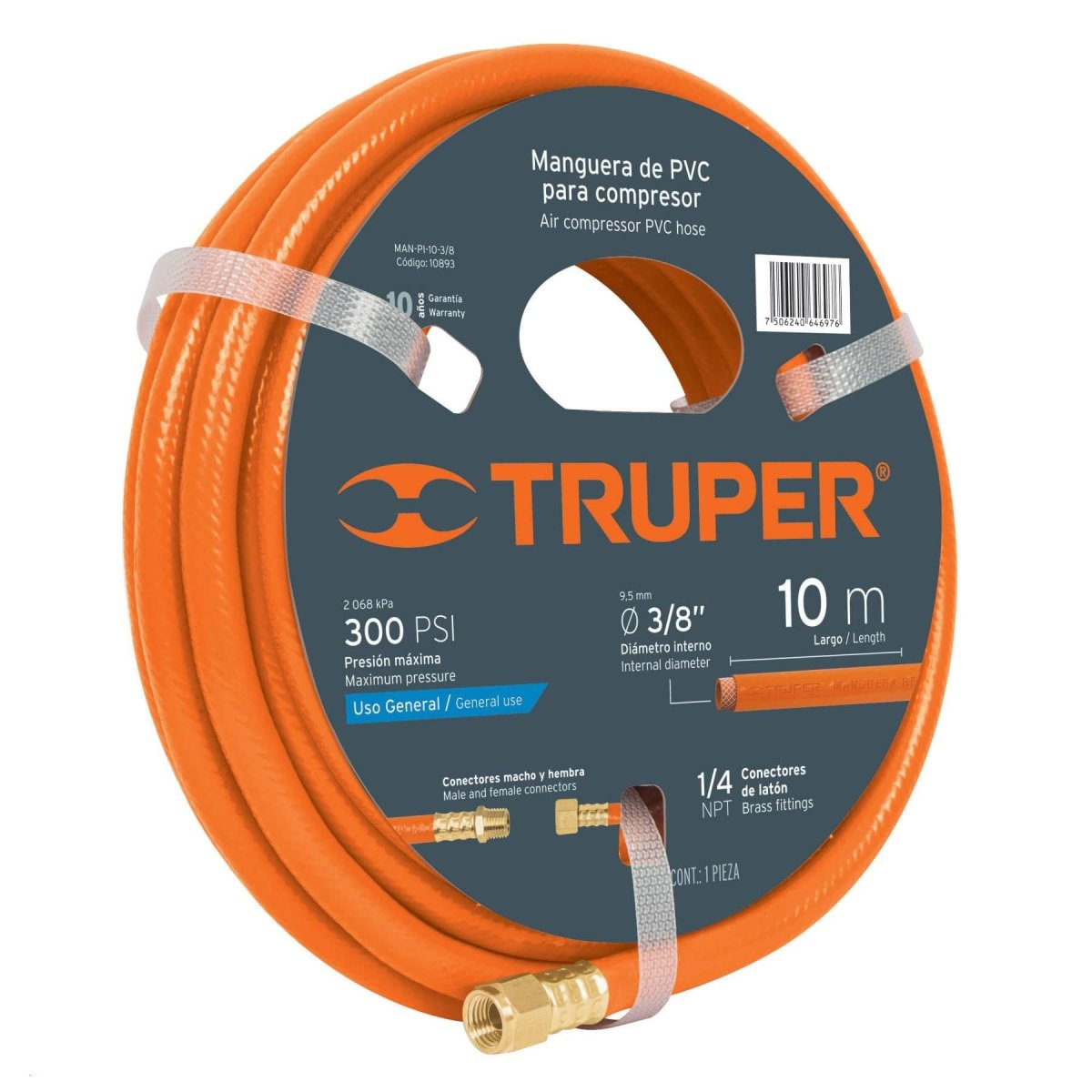 MANGUERA DE PVC, BAJA PRESION, 3/8", 10M - SUPERMIX