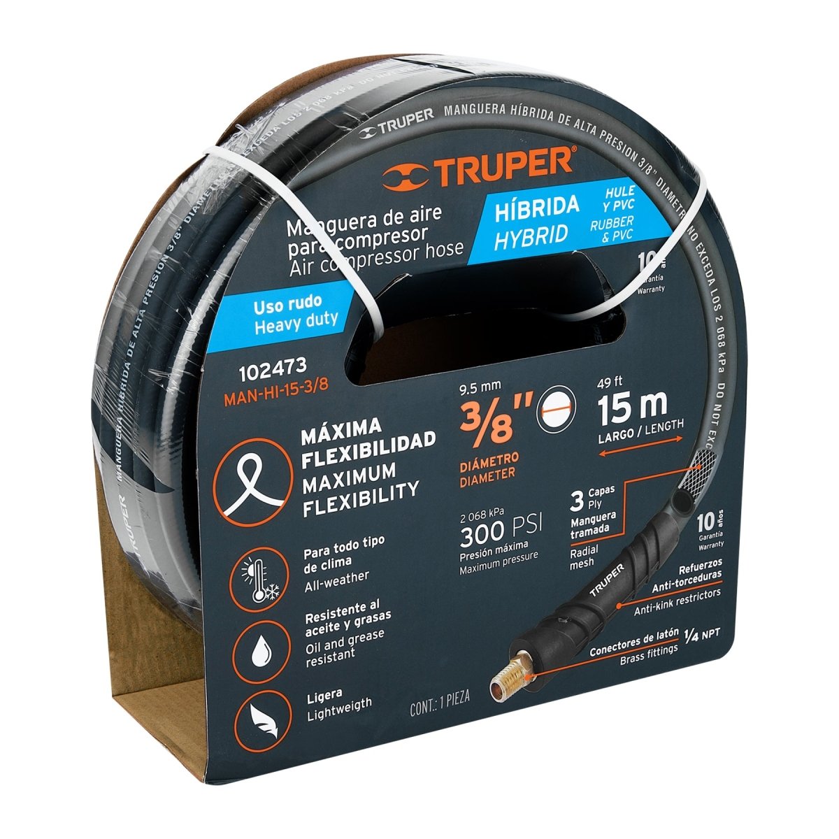 MANGUERA HÍBRIDA PARA COMPRESOR, 15 M X - SUPERMIX