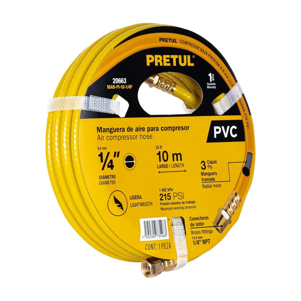 MANGUERA PVC PARA COMPRESOR 10 M X1/4" - SUPERMIX