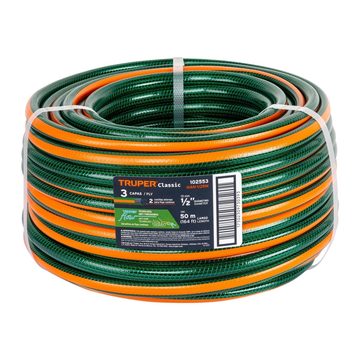 MANGUERA REFORZADA 1/2" DE 3 CAPAS 50M TRUPER - SUPERMIX