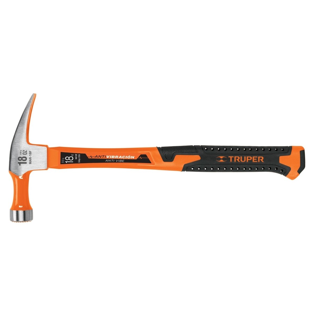 MARTILLO 18OZ UÑA RECTA PARA CIMBA MANGO DE FIBRA DE VIDRIO TRUPER.. - SUPERMIX