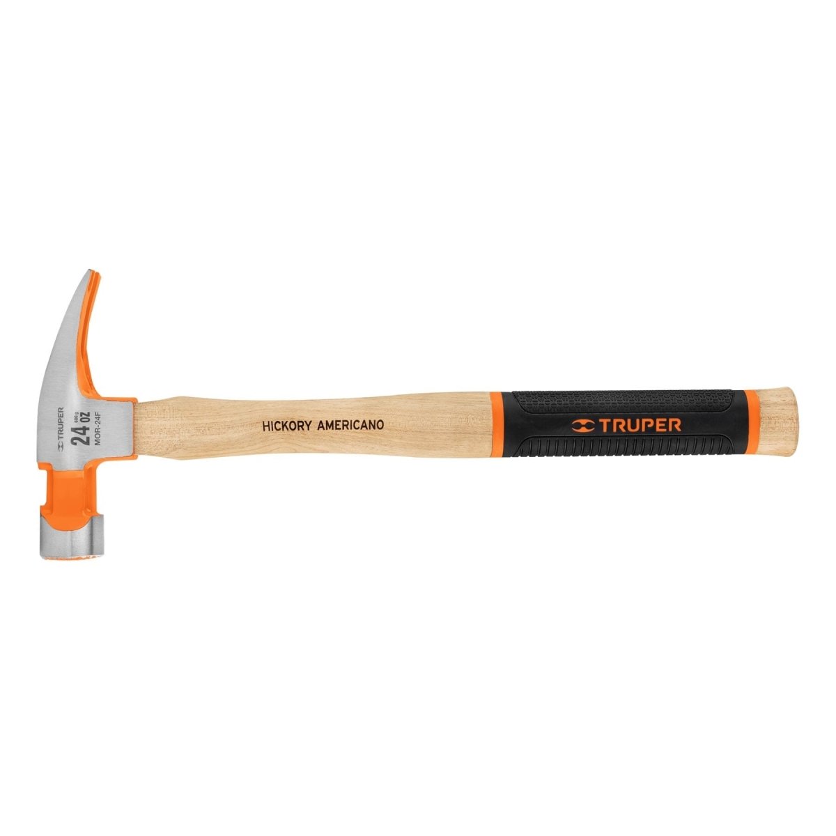 MARTILLO 24OZ PULIDO UÑA RECTA CABEZA FRESADA MANGO DE MADERA CON GOMA TRUPER22.. - SUPERMIX