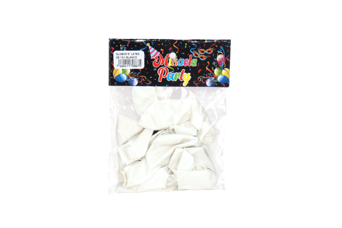 MISC MIKAELA GLOBOS 9" LATEX 12/1 BLANCO - SUPERMIX