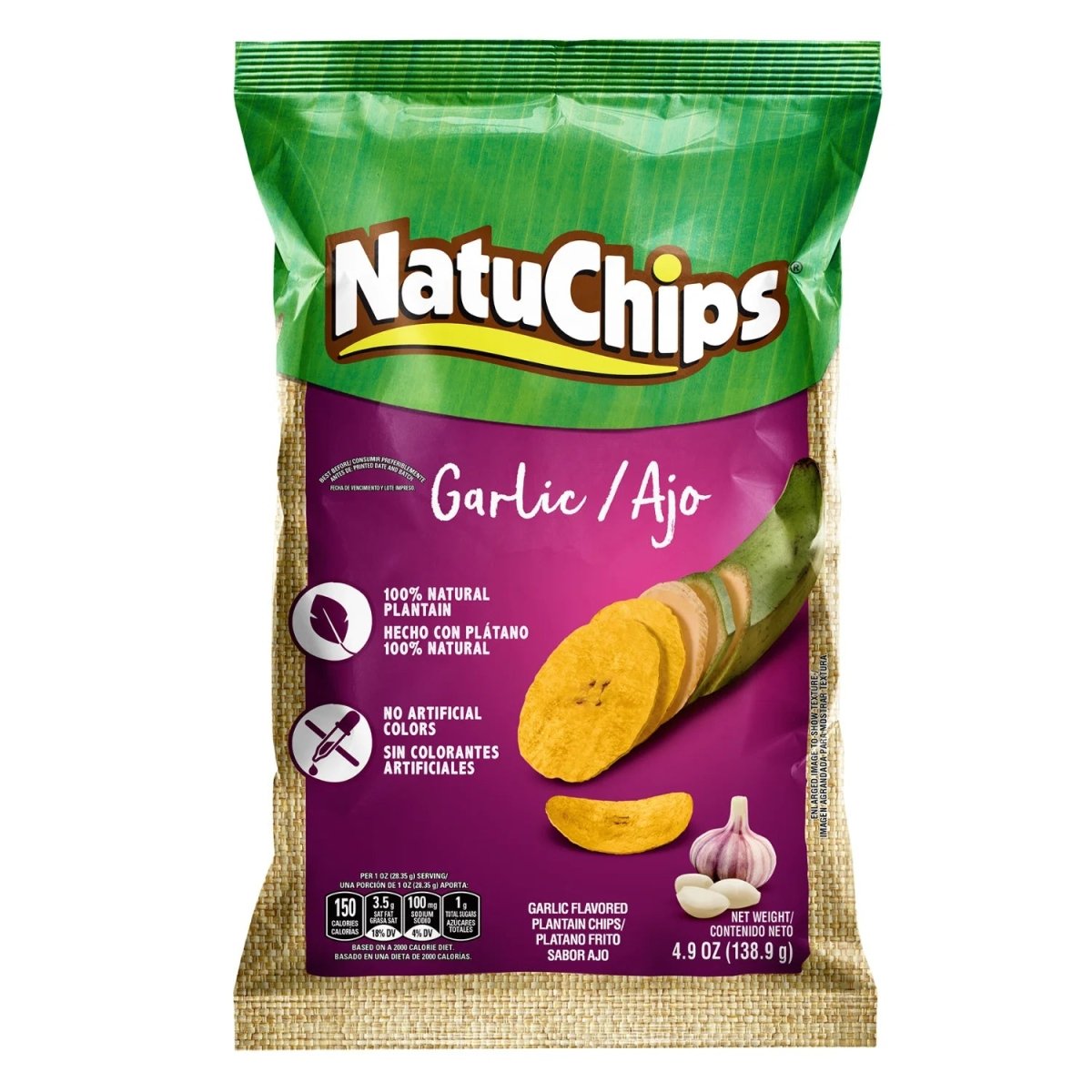 NATUCHIPS PLATANO AJO 180 GR - SUPERMIX