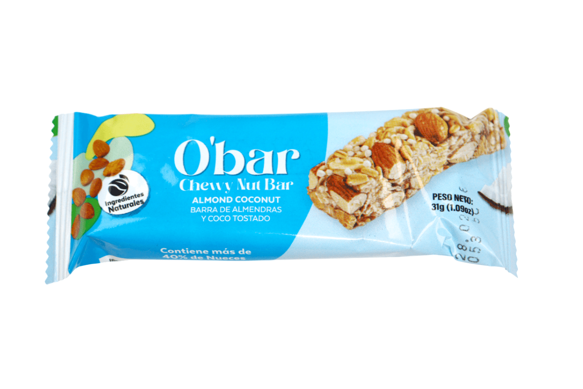 O'BAR BARRAS ALMENDRAS MANI Y COCO 6 UND/PAQ 186 GR - SUPERMIX