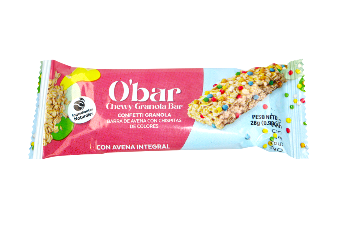 O'BAR BARRAS GRANOLA CONFETTI 8 UND/PAQ 224 GR - SUPERMIX