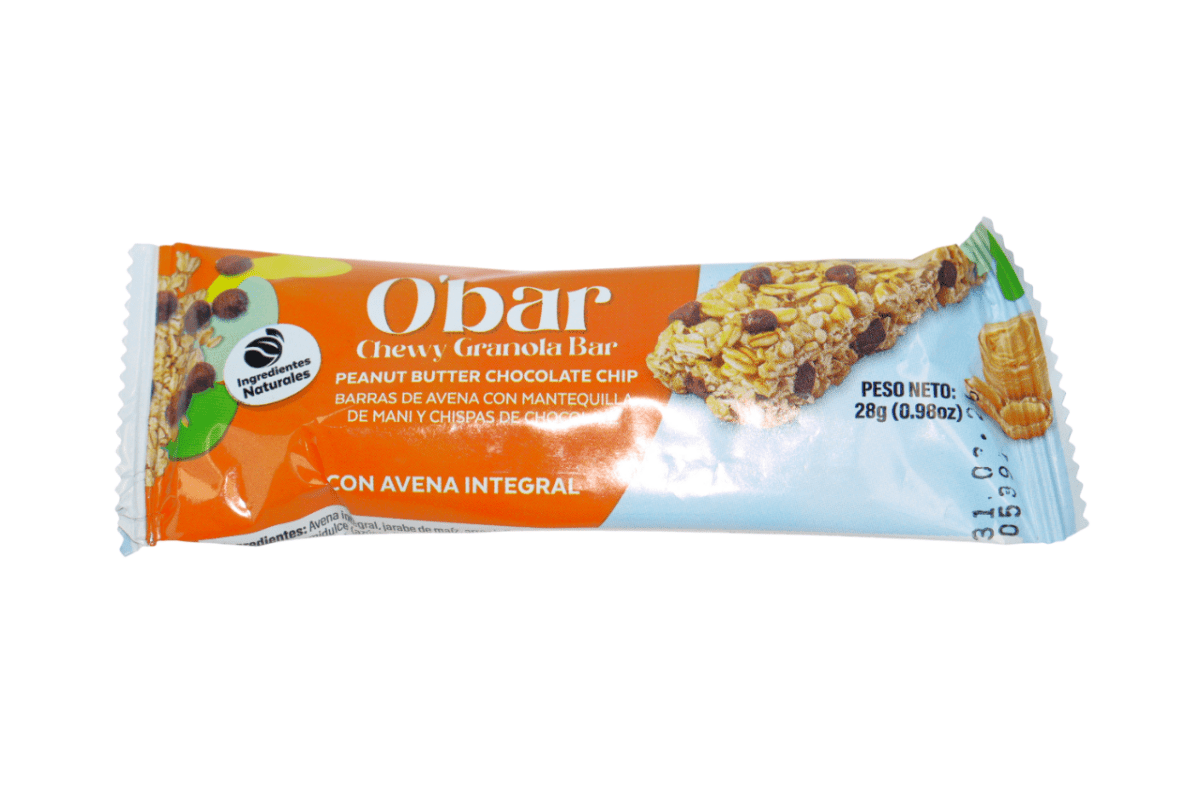 O'BAR BARRAS GRANOLA MANTEQUILLA DE MANI CON CHOCOLATE 8 UND/PAQ 224 GR - SUPERMIX