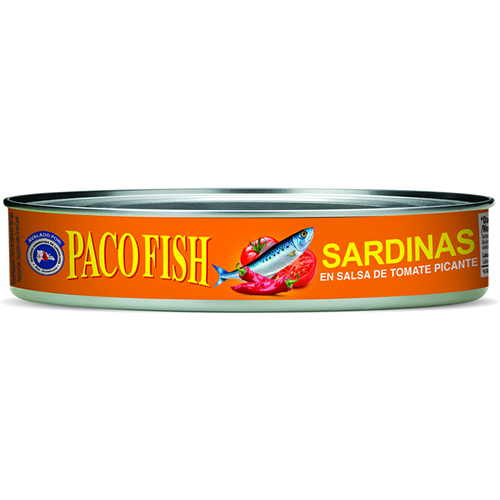 PACO FISH SARDINAS OVAL EN TOMATE PICANTE 15 OZ - SUPERMIX