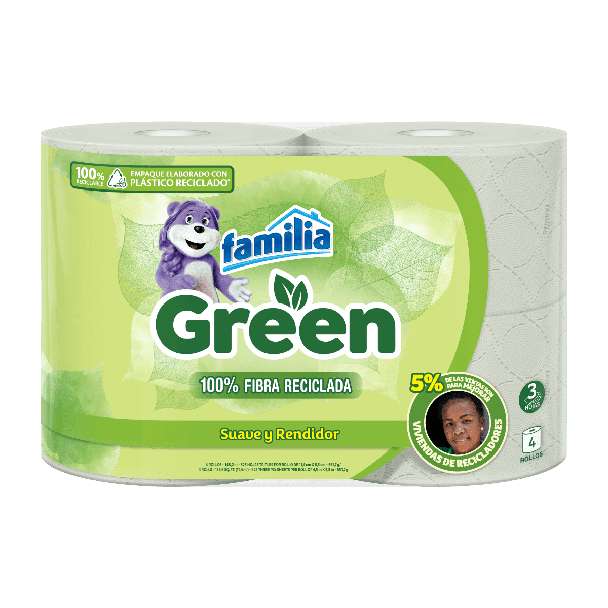 PAPEL HIGIENICO FAMILIA GREEN X 4 ROLLO 37 M - SUPERMIX