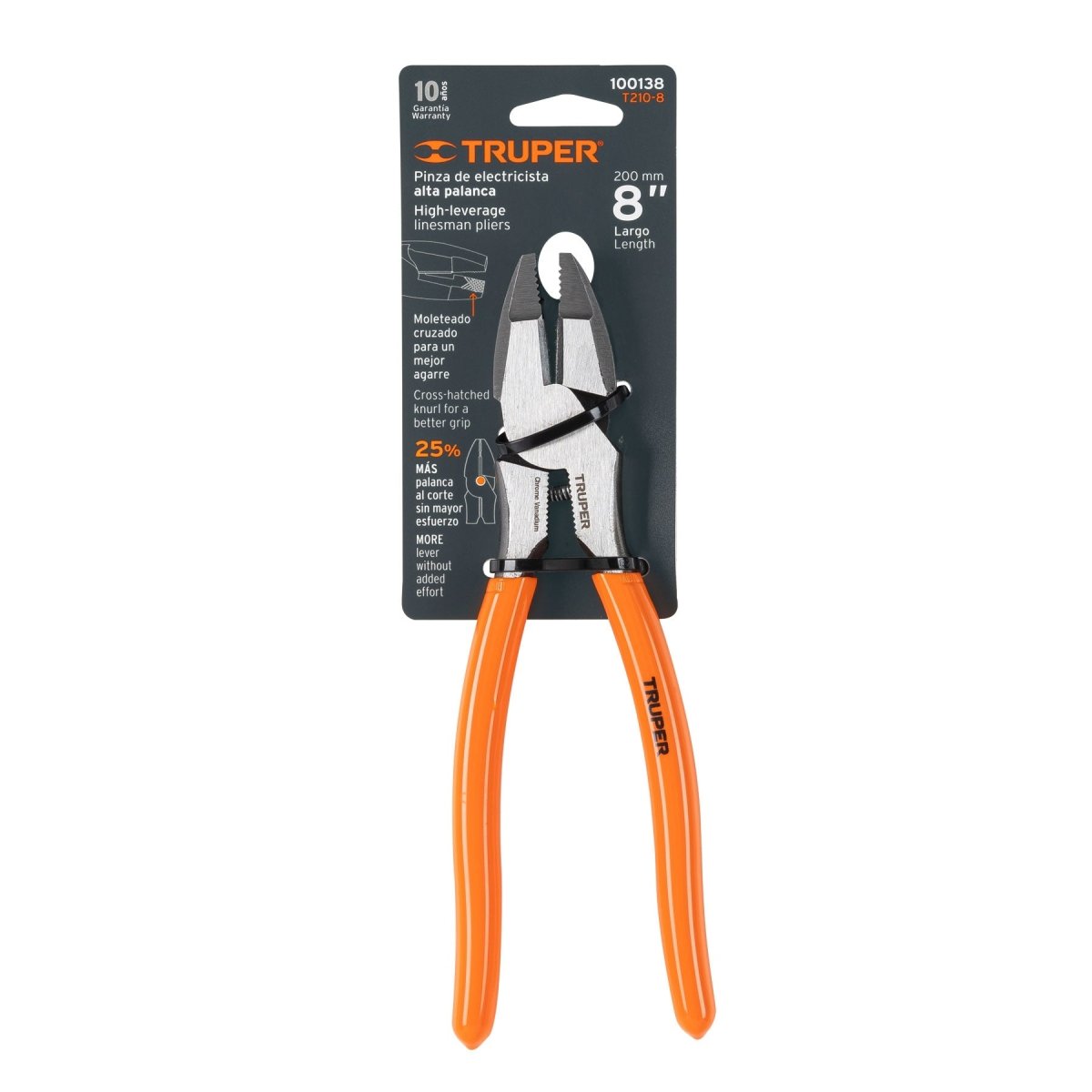 PINZA 9" DE ELECTRICISTA ALTA PALANCA MANGO DE VINIL TRUPER - SUPERMIX