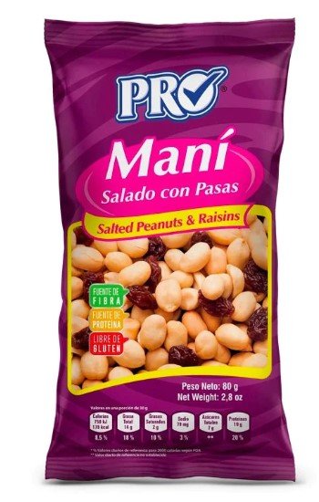 PRO MANI SALADO C/ PASAS 80 GR - SUPERMIX
