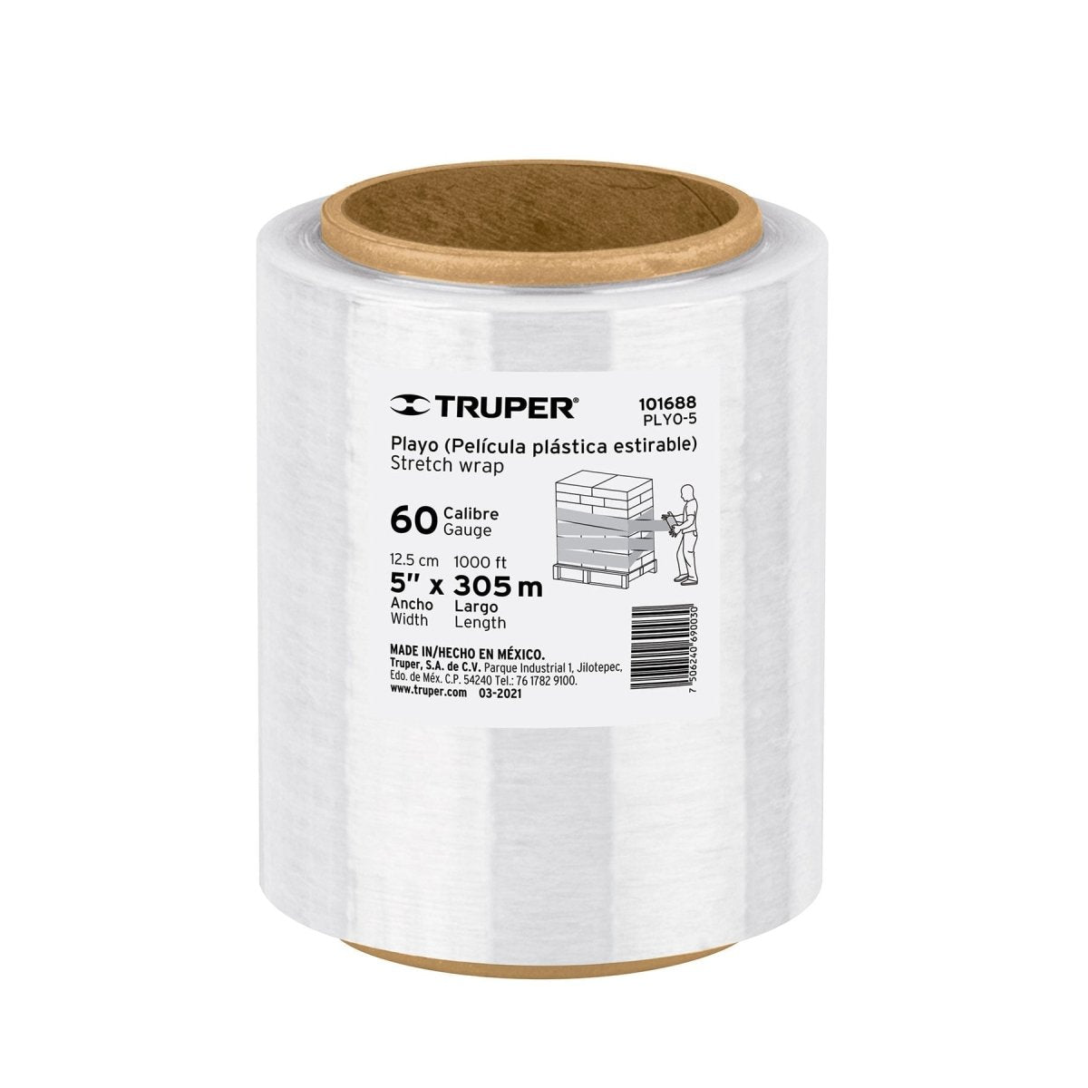 ROLLO STRETCH FILM 5'' X 1000' MANUAL TRUPER - SUPERMIX