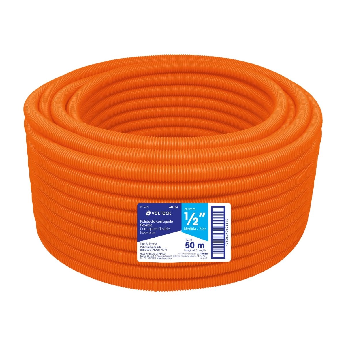 ROLLO TUBO CORRUGADO FLEXIBLE S/GUIA 1/2'' 50 METROS VOLTECK - SUPERMIX