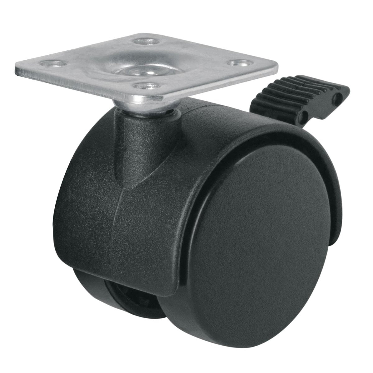 RUEDA TIPO YOYO 40MM CON BASE CON FRENO CARGA 20KG DE NYLON HERMEX - SUPERMIX