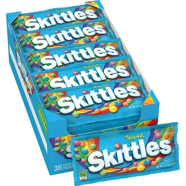 SKITTLES TROPICAL SINGLES 36CT 10/CA - SUPERMIX
