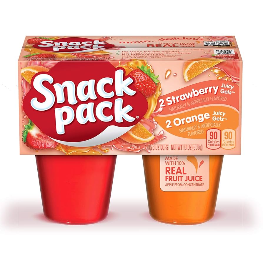 SNACK PACK GELATINA DE FRESA Y NARANJA 3.5 OZ - SUPERMIX