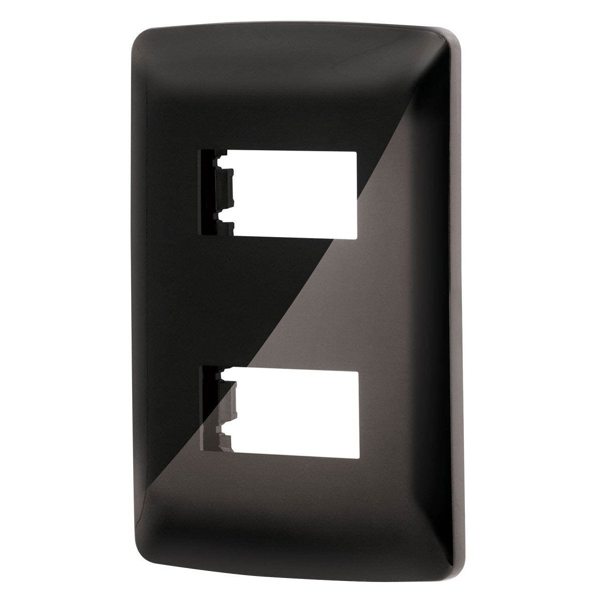 TAPA NEGRA PARA INTERRUPTOR O TOMACORRIENTE DOBLE LINEA ITALIANA VOLTECK - SUPERMIX