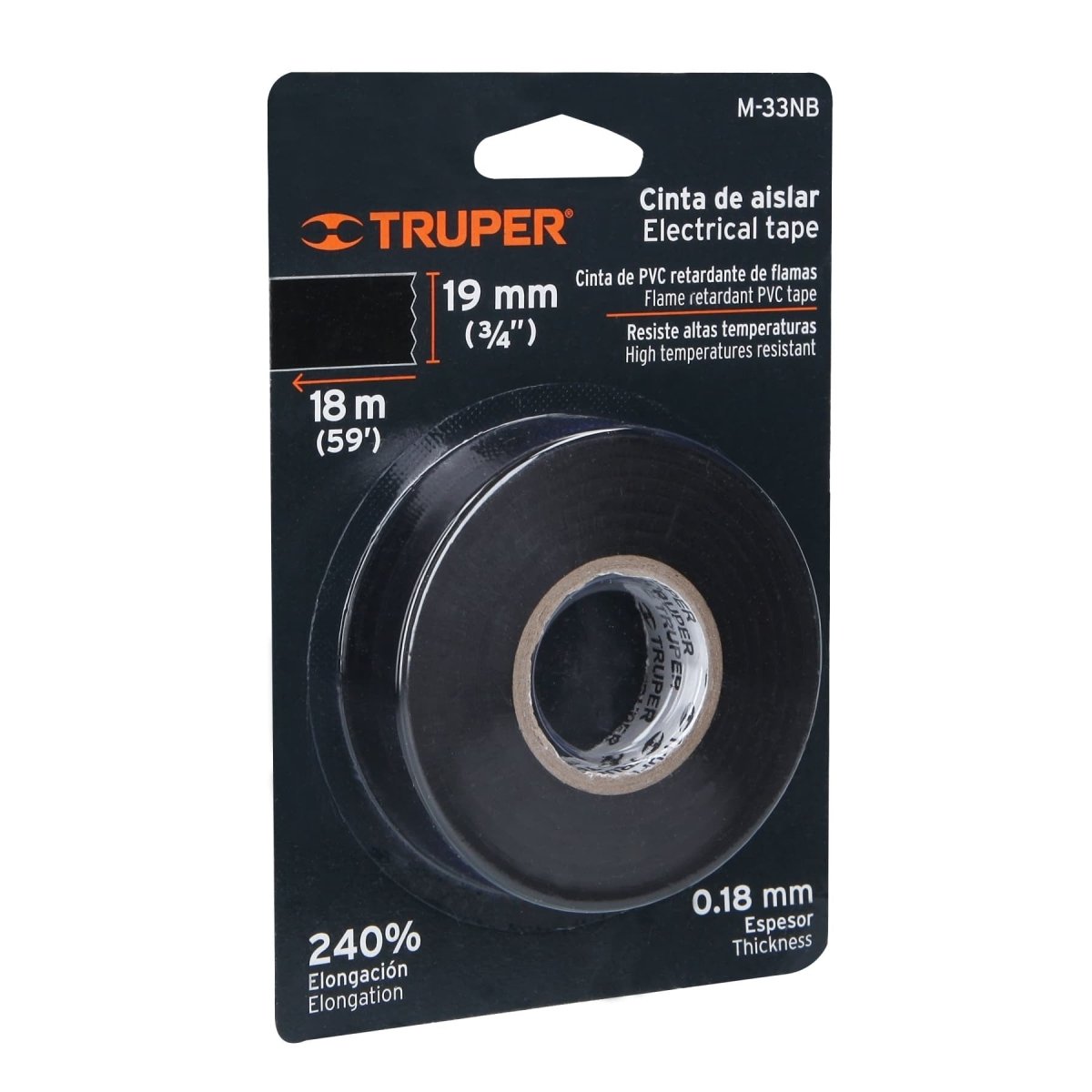 TAPE AISLANTE DE ELECTRICIDAD 18M NEGRO EN BLISTER TRUPER - SUPERMIX