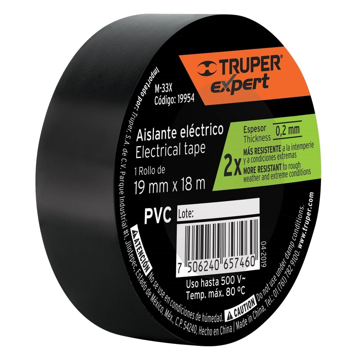 TAPE AISLANTE DE ELECTRICIDAD 18M NEGRO TRUPER EXPERT - SUPERMIX