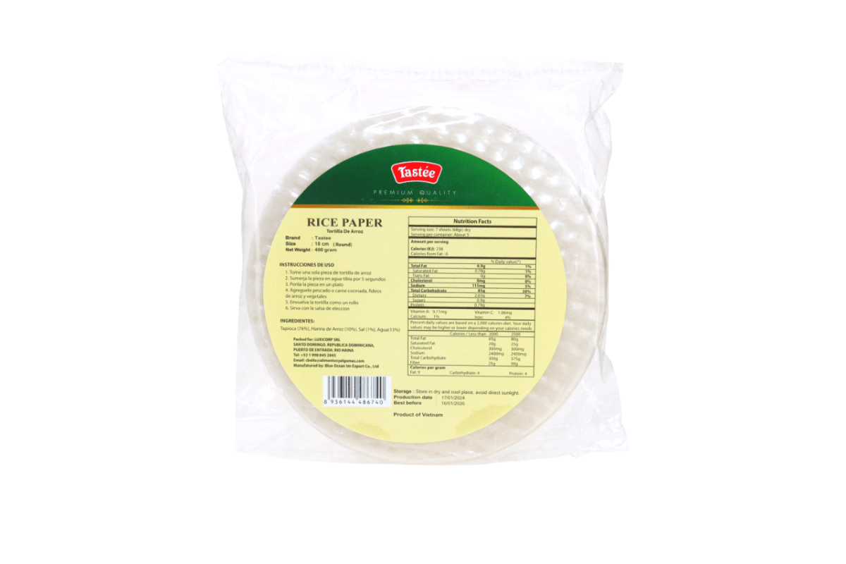 TASTEE TORTILLA ARROZ 18 CM 30/400 GRS - SUPERMIX
