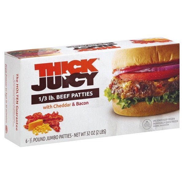 THICK & JUICY HAMBURGESA BACON CHEDDAR 2 LB - SUPERMIX