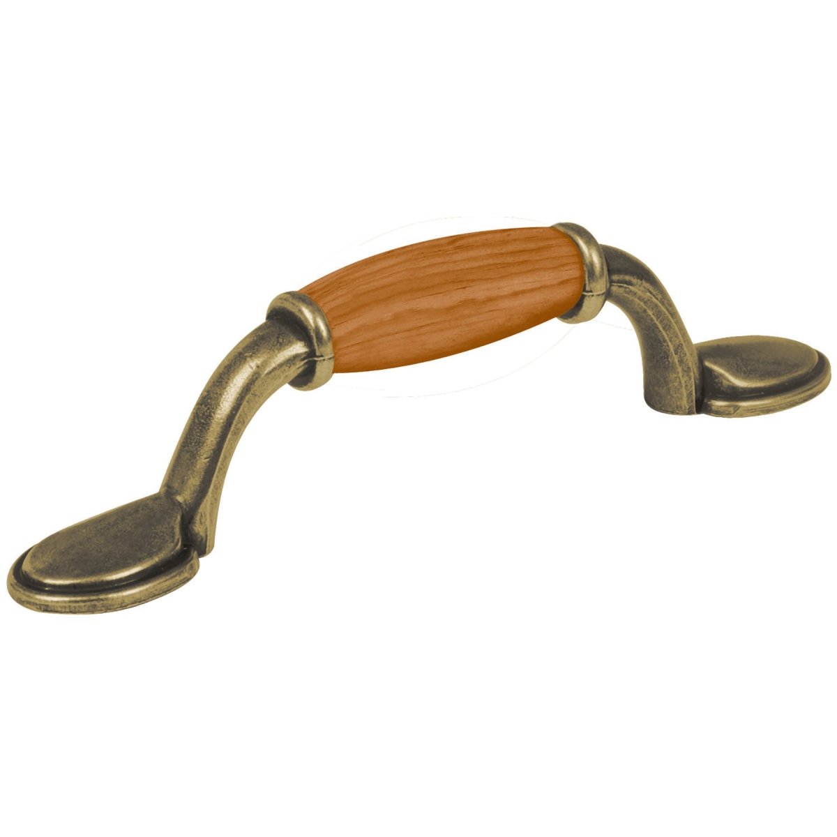 TIRADOR CON INSERO DE MADERA 76MM LATON BRILLANTE HERMEX - SUPERMIX