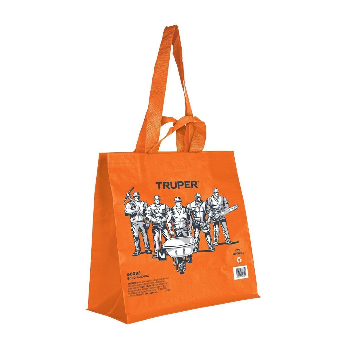 TRUPER BOLSA PLASTIFICADA NARANJA, 40 X 40 CM - SUPERMIX