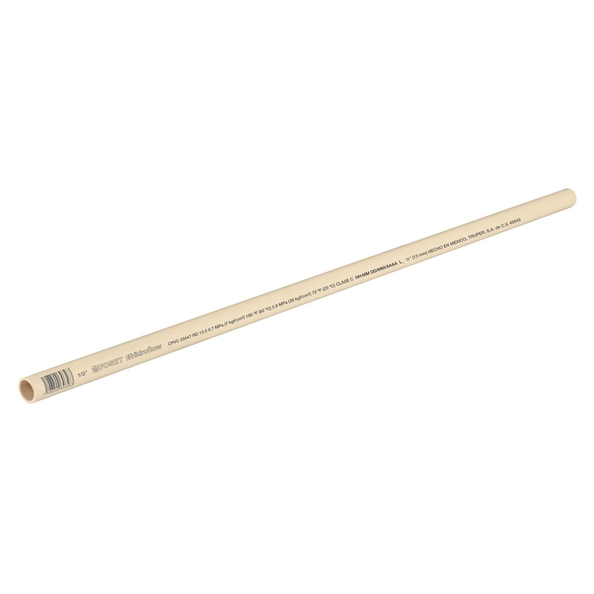 TUBO CPVC, 1/2", 3 METROS - SUPERMIX