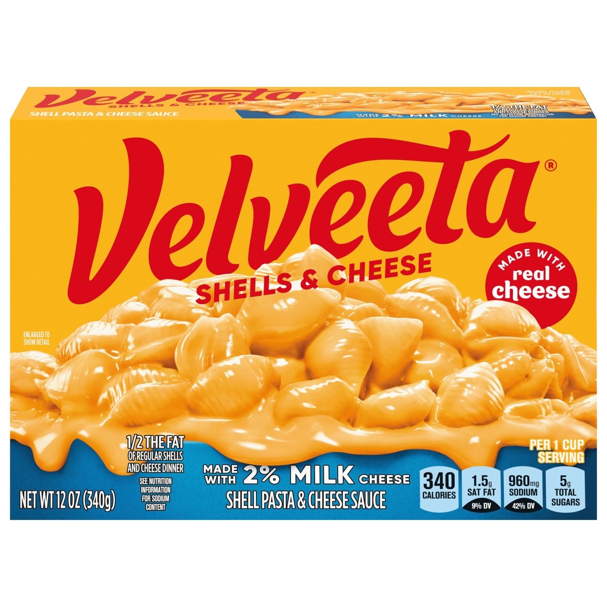 VELVEETA LIGHT SHELLS & CHEESE 2% MILK 12 OZ - SUPERMIX