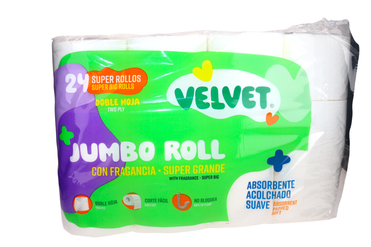 VELVET PAPEL HIGIENICO ROLL JUMBO - SUPERMIX