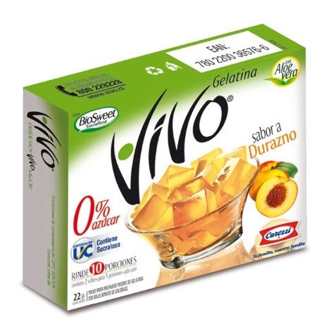 VIVO GELATINA DURAZNO SIN AZUCAR 40/22 GRS - SUPERMIX
